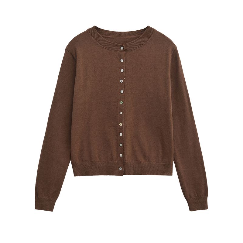 Kaslead New Arrival Women's Clothing Fashion Style Fashion All-Match Minimalist round Neck Long Sleeve Knitted Coat 2893118