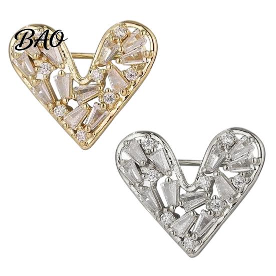 Decorative Alloy Brooch Mini Love Heart Pin, Silver Golden Plated Shape Fashion Jewelry Accessories Lapel Hats Bags Scarves Clothes Accessory Evening