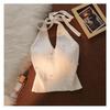 Women's Slim-Fit French Beadwork Halter Tank Top: Stunning Knitted Off-Shoulder Summer Wear
