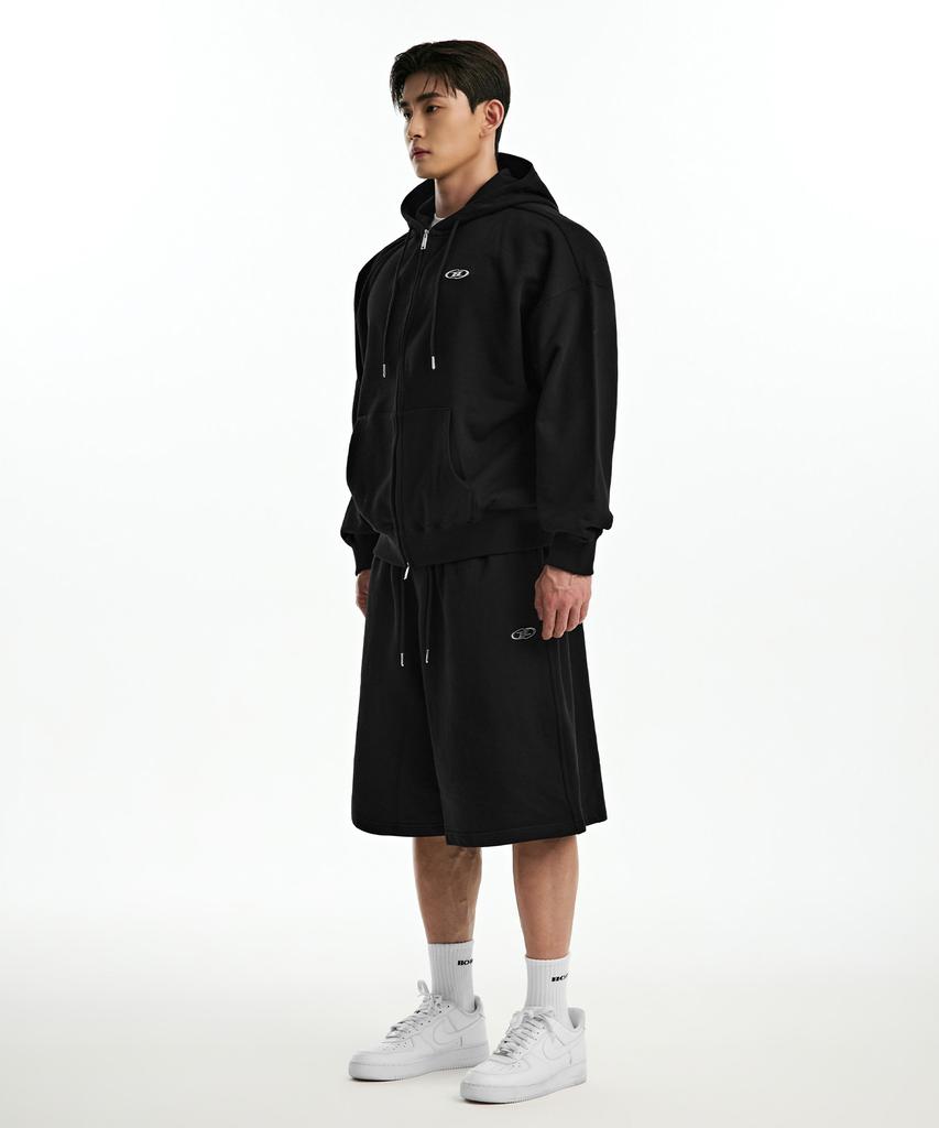 BORN TO WIN Chrome B Logo Half Pants Long Ver [Black]