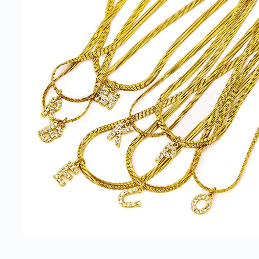 Gold-Plated Titanium Steel Snake Chain Pendant Necklace - Casual & Versatile for Girls (Style YS44)