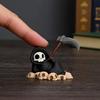 Mini Grim Reaper Statue, 3D Printed Halloween Skull Grim Reaper Figurine for Tabletop, Desk, Shelf Home Decor