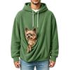 Unisex Casual Color Long Sleeve Hooded Knit Jacket with Pet Pocket