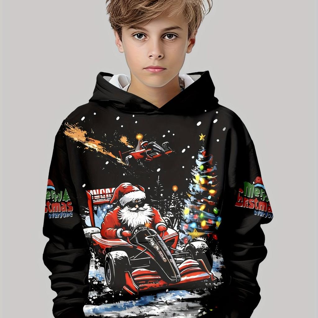 Roupas Infantis Moletons de Manga Comprida com Estampa 3D de Natal Atmosfera Festiva Roupas de Menina Roupas Infantis de Primavera Outono Roupas de Menino
