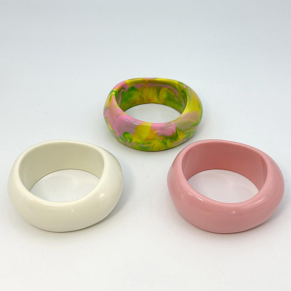 Bohemian Acrylic Bangle Smudging Retro  Hand Ring Simple Wide Cuff Bracelets  Girls