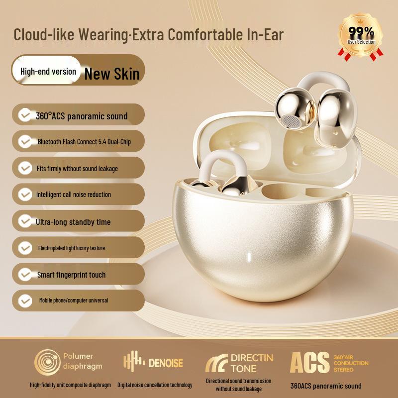 

High-Value Clip-On Bluetooth Headphones: Wireless, Noise-Canceling, Long Battery, Universal Fit тілесний