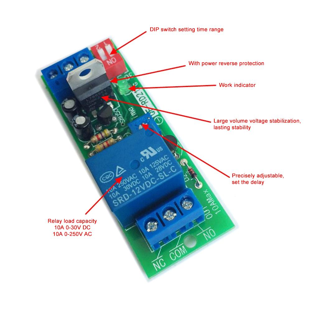 5V 12V 24V Power-Off Delay Disconnect Relay Module Power-Off Delay Module Delay Circuit Anti-Restart for Auto Close When Timeout Relays 5
