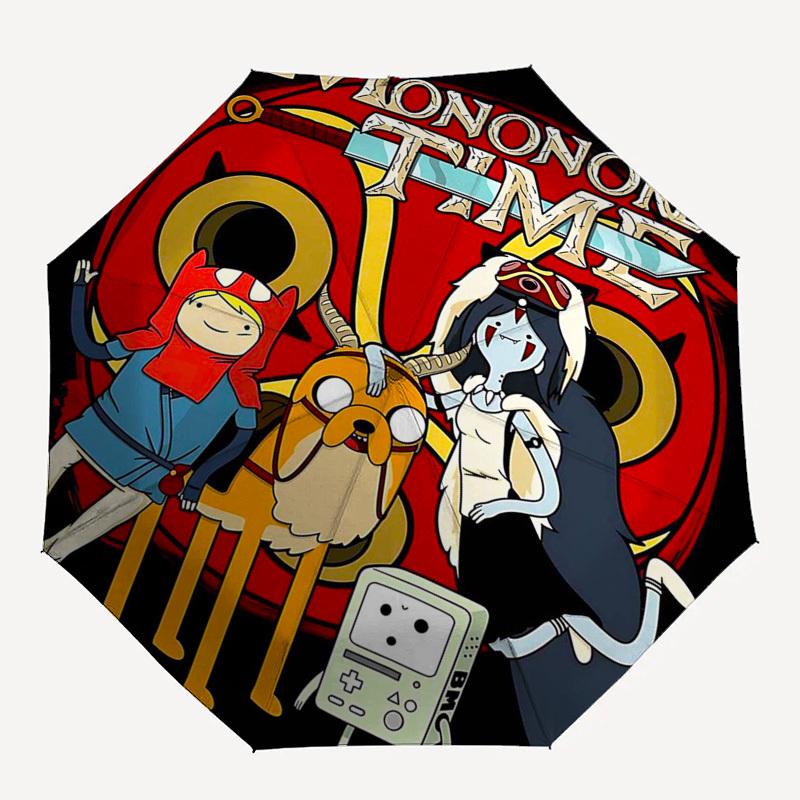 1pc Mononoke Time: Adventure Time Characters Outdoor Umbrella - Automatic Opening/Closing, Portable 3-Fold Design, 8-Rib Iron Frame, Perfect Gift