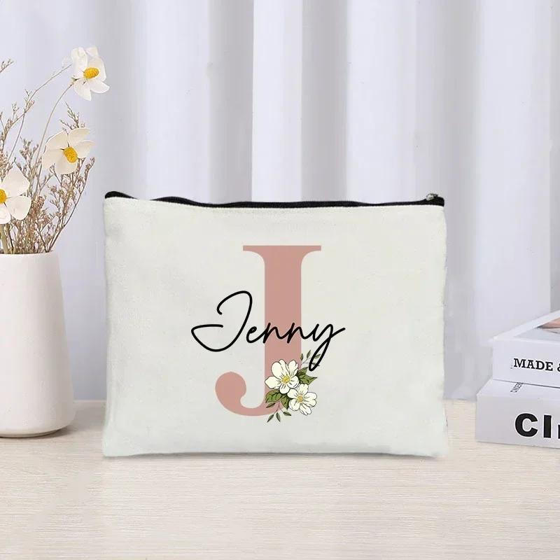 Personalized Makeup Bag Bride Gift Female Travel Organizer Canvas Side Bag Lipstick Eyebrow Pencil Box Wallet