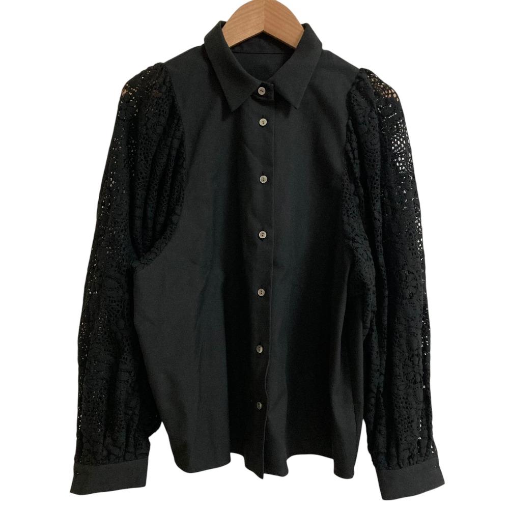 [Used] Good condition 24SS VERMEIL par iena Lace combination volume sleeve blouse shirt Black Ladies Luxs Brand used clothing Luxe