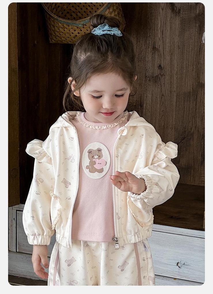Spring 2026 Baby Girl Hooded Jacket & Cardigan Set - Fashionable Long Sleeve Coat