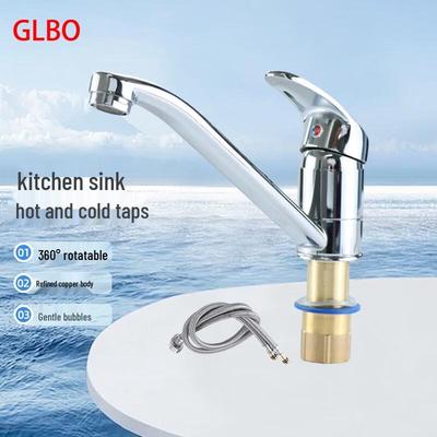 Robinet de cuisine GLBO à poignée unique eau chaude/froide avec pivotement à 360°