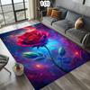 Cosmic Galaxy Rose Pattern Area Rug Realistic Star System Detail Non-Slip Mat for Living Rooms Game Rooms Trendy Areas