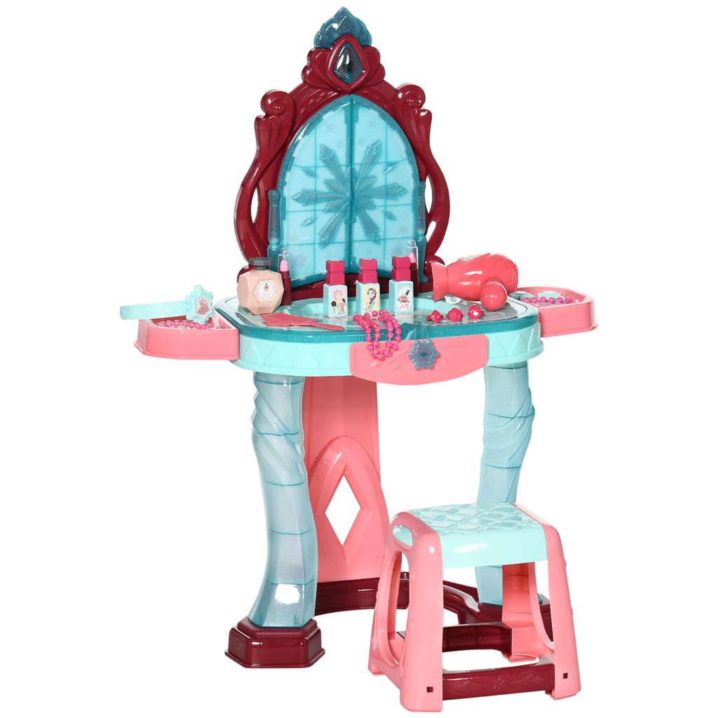 31 Piece Kids Dressing Playset With Magical Princess Mirror Light And Sound Pink And Blue