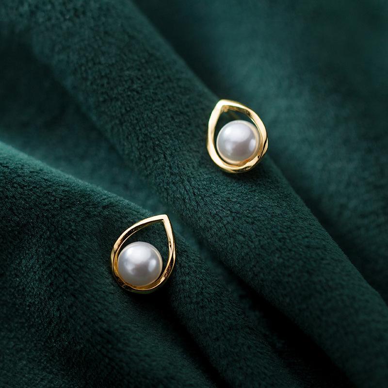 

Charm Drop Water Pearl Earring 100% 925 Sterling Silver Fashion Elegant Stud Earrings For Women Wedding Statement Jewelry
