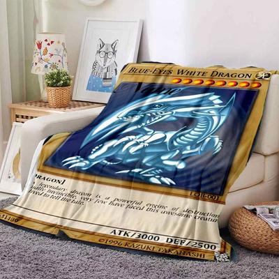 Blue Eyes White Dragon Multi Purpose Customizable Blanket Personalized Text Soft Cozy Great For Sofa Couch Office Bed Picnics Four Seasons Universal