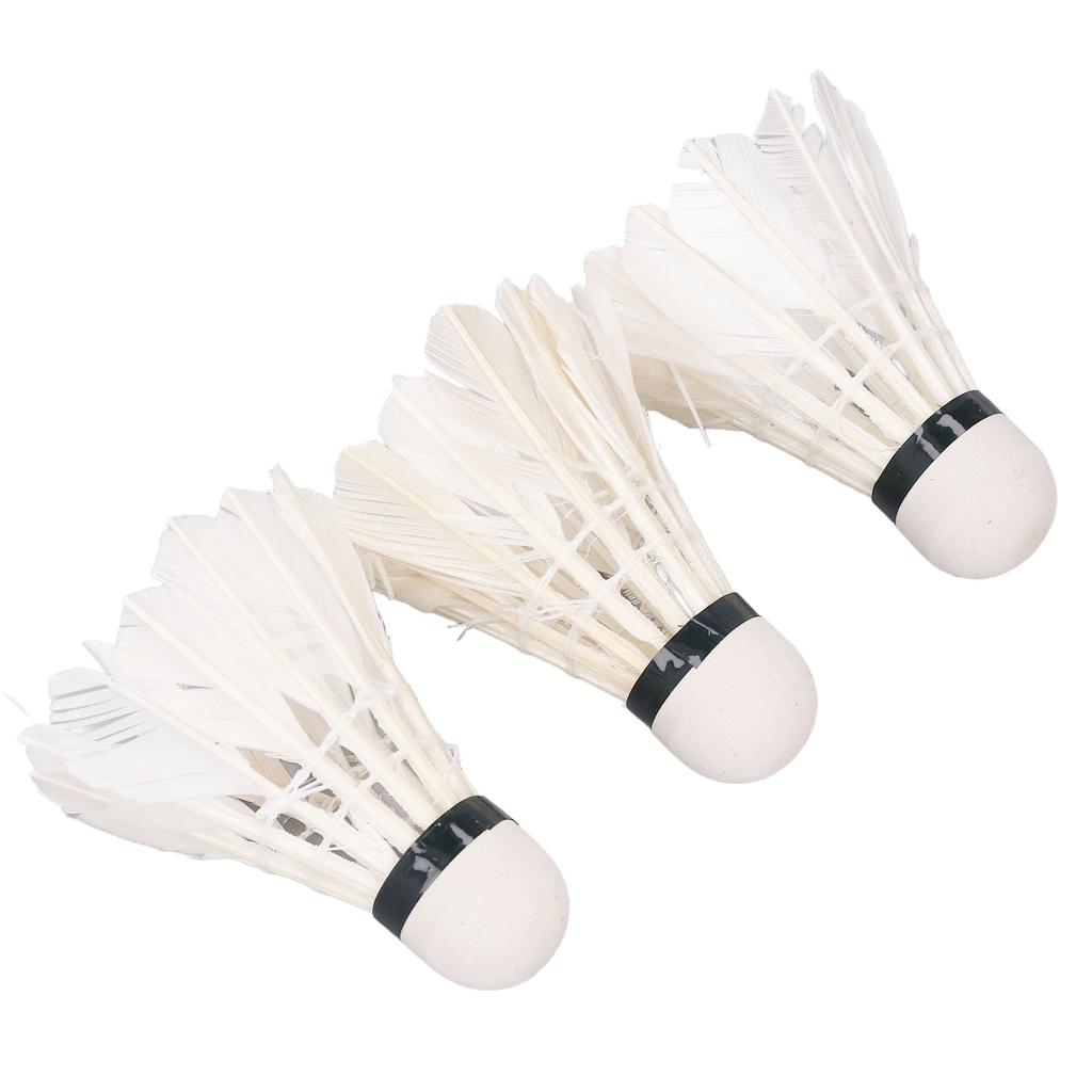 3pcs Goose Feather Badminton Professional Stable Durable White Shuttlecocks for Indoor Outdoor Sports