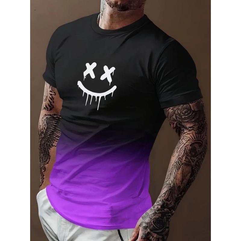 Summer European-American Men's Youth Fashion Sports Printed Loose Casual Short Sleeve T-Shirt