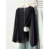 Plus Size Irregular Hollow Out Spliced Fake Two Piece Long Sleeve T Shirt Top For Women