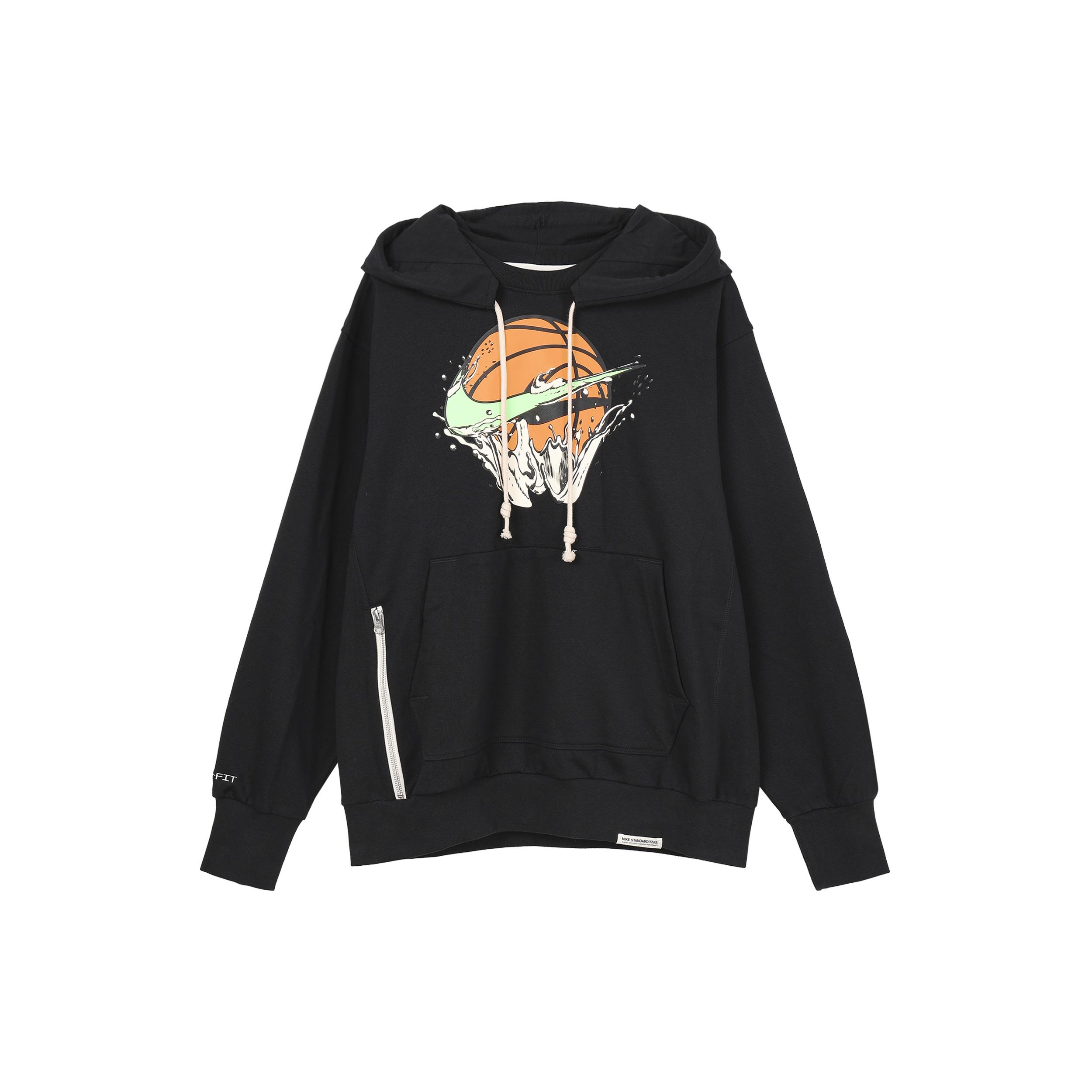 Nike Dri-FIT Standard Issue Basketball Hoodie Black Lime Blast Men s FB7138-010 L