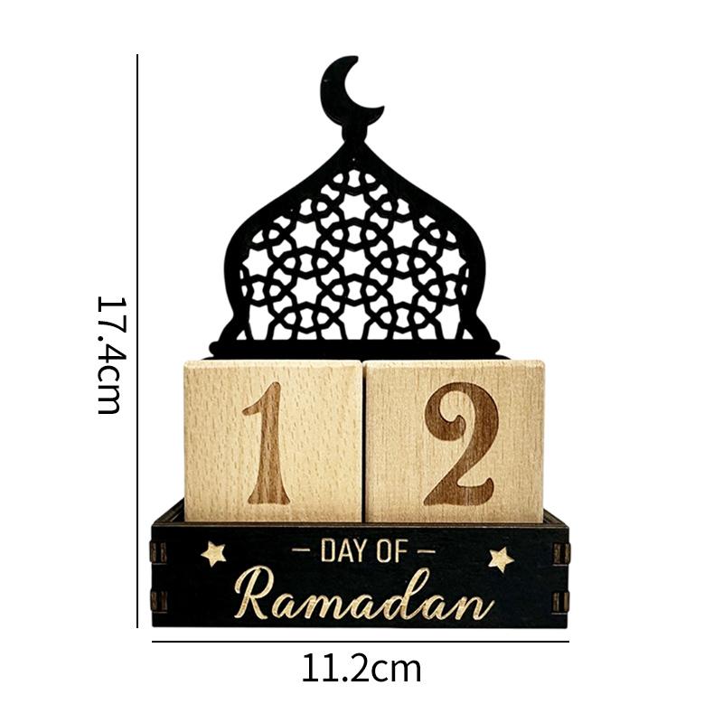 Creative Ramadan Countdown Calendar Eid Al-Fitr Wooden Advent Calendar Desktop Ornaments Eid Celebration Supplies