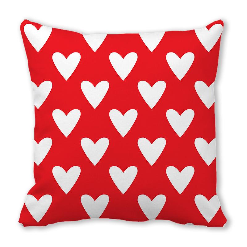 Home Decor Red Heart Patterns: Love themed Pillow Covers Pattern Cushion Cover Suitable for Sofa Bedroom Car Pillow Cover