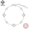 Rinntin Classic 925 Silver Four Leaf Clover Bracelet Hollow Clover Shaped Fashion for Women Girls Bracelet Birthday Gift GMB68