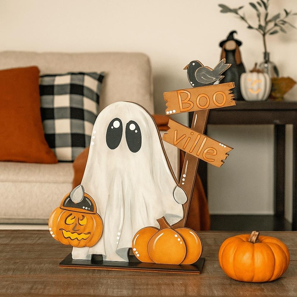 Ghost Pattern Pumpkin Ghost Ornament Handmade Halloween Pumpkin Ornament  Party Supplies