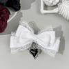 Gothic Lolita Style Hair Clip Black Ribbon Bow Fashionable Hair Clips for Girls High-grade Headdress
