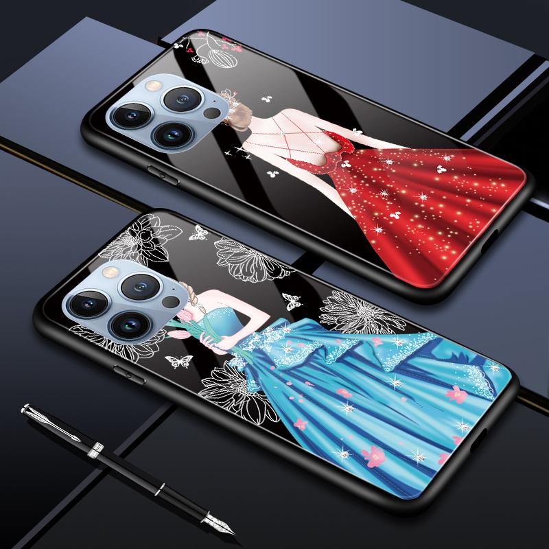 Pouzdro na telefon z tvrzeného skla pro Huawei P30Lite Honor 90Lite 9X X6A X9B Infinix Hot40 Note30 Tecno Spark20 Moto G15 G22 Měkký okraj Nárazuvzdorný Hladký kryt