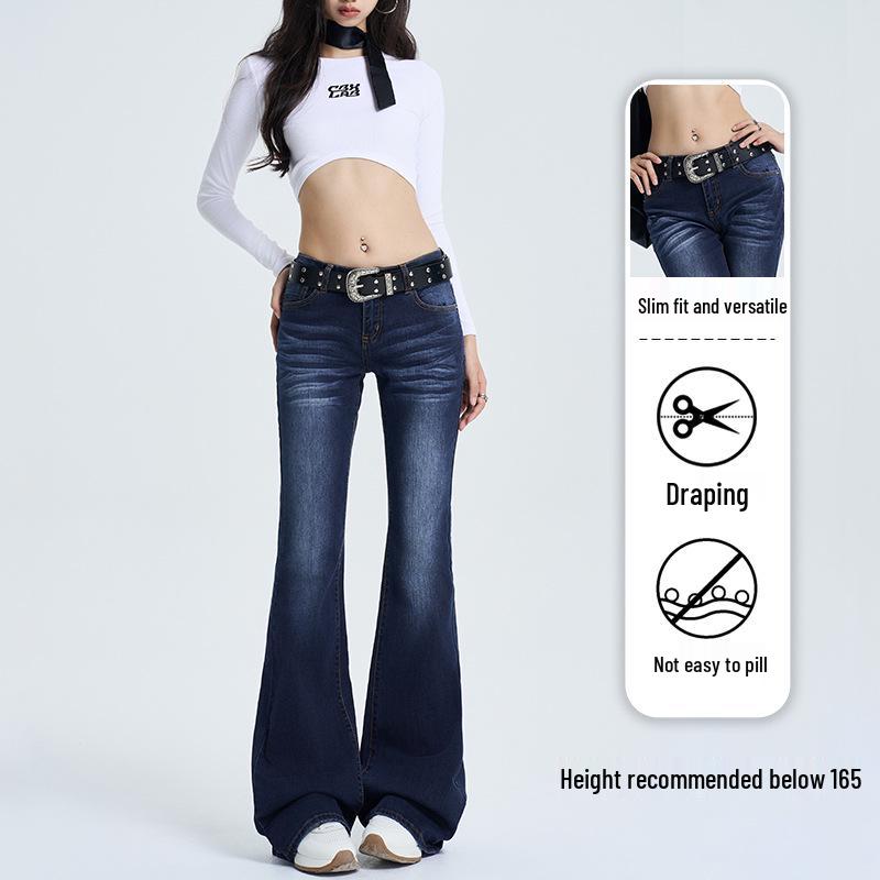 

Nostalgic Blue Women s Low Waist Distressed Micro Flare Jeans - Summer Retro Style Small