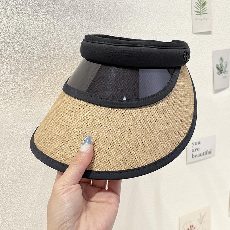 Summer Sun Protection UV Hollow Top Straw Hat for Women's Travel and Vacation Big Edge Sunshade Sun Hat