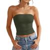 Top a tubino da donna senza spalline, a spalle scoperte, senza maniche, casual, aderente, basic, elastico, maglia a pullover per l'estate, uso quotidiano