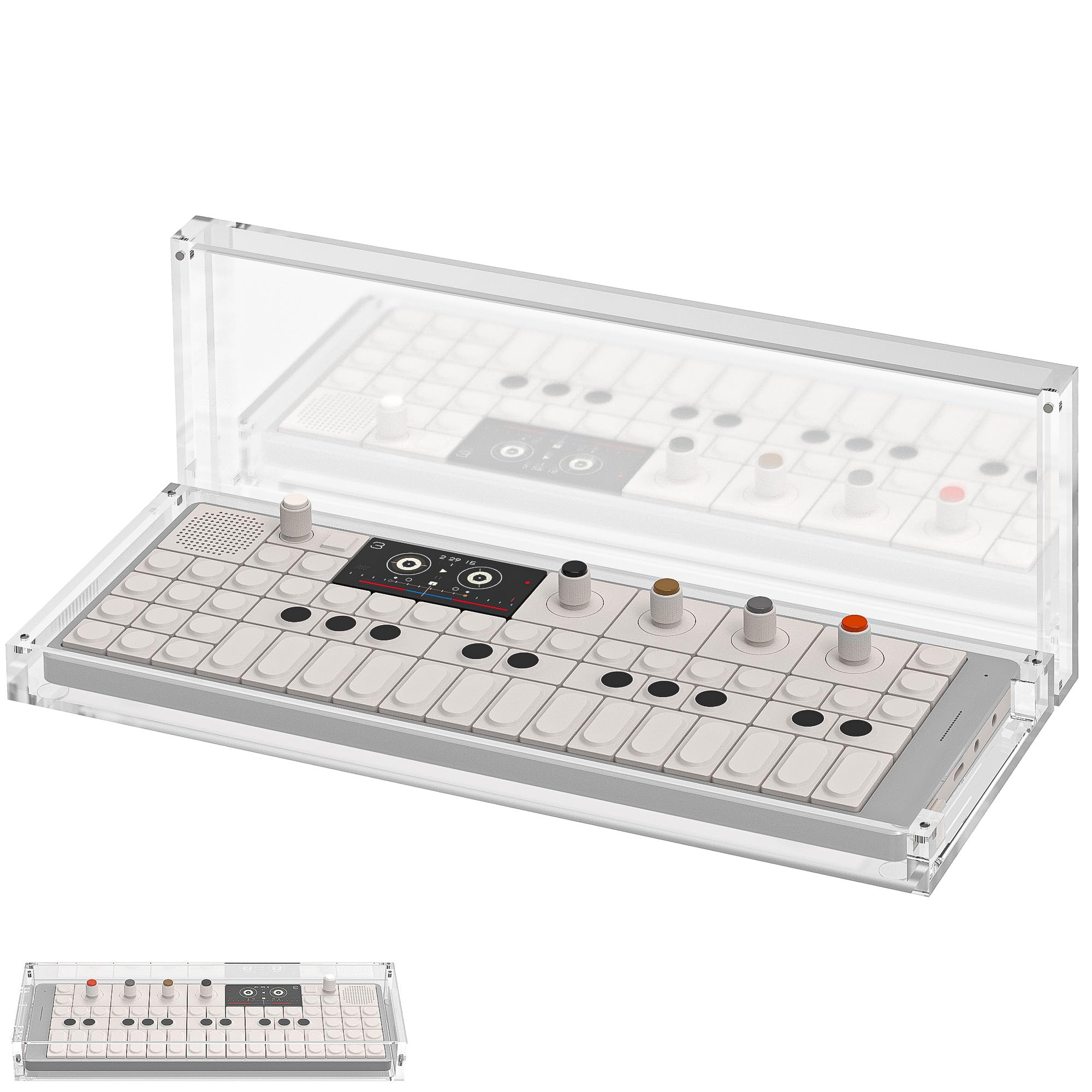 

Geekria Synthesizer Clear Acrylic Case Protector with Magnetic Closure and Dust Cover Compatible with Teenage Engineering Portable Synthesizers OP-1