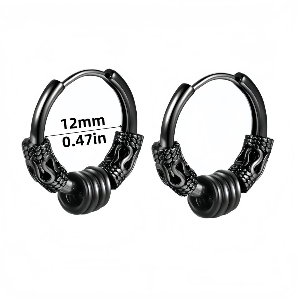 2PCS Punk Minimalist Spike Stainless Steel Round Black Male Piercing Hoop Earing for Female Jewelry Accessories Trend New In