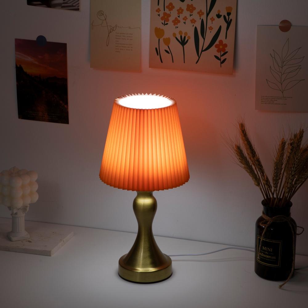 LED Retro Ironwork Golden Desktop Lamp With USB Plug  Three Color Stepless Dimming Bedside Touch Creative Bedroom Lamp