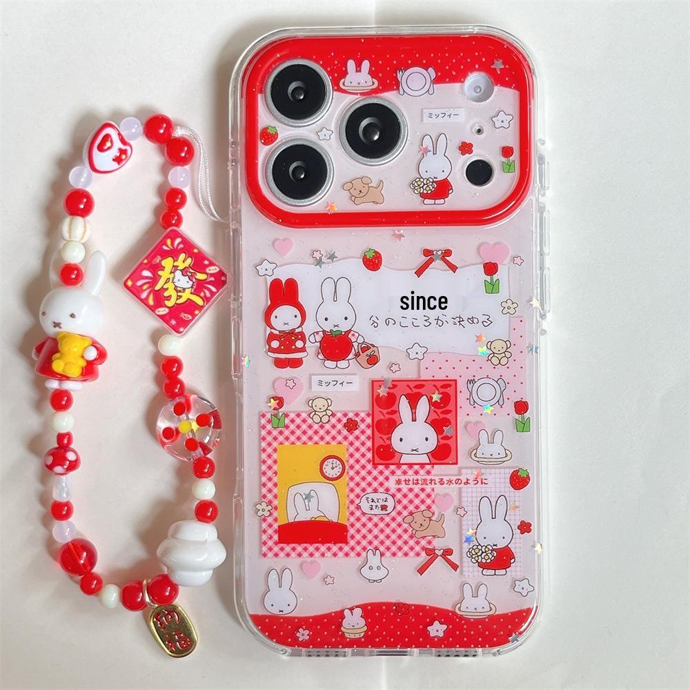 Cartoon Miffy Strawberry Rabbit Anti-fall Case for iPhone 14/13 PROMAX