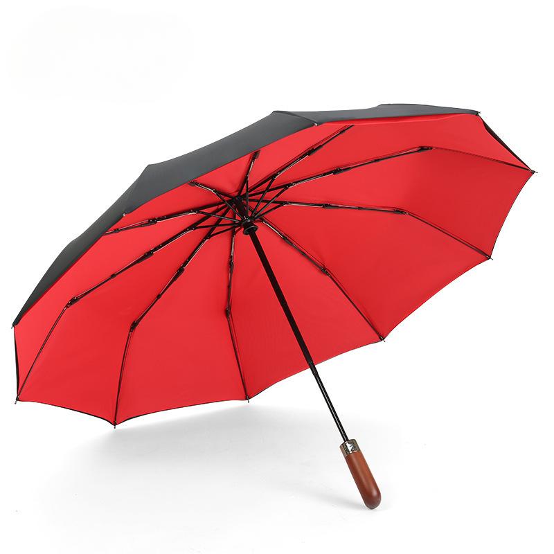 German Storm Dreifach-Automatikschirm Taschenschirm Herren Business Massivholz Retro Gentleman Regenschirm