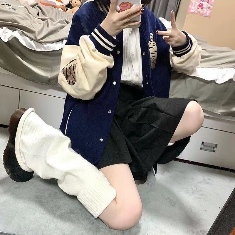 Spring Summer Slouchy JK Spice Girl Knitted Japanese-style Y2K Micro-flare Slim Wide-leg Subculture Calf Simple Leg Warmers