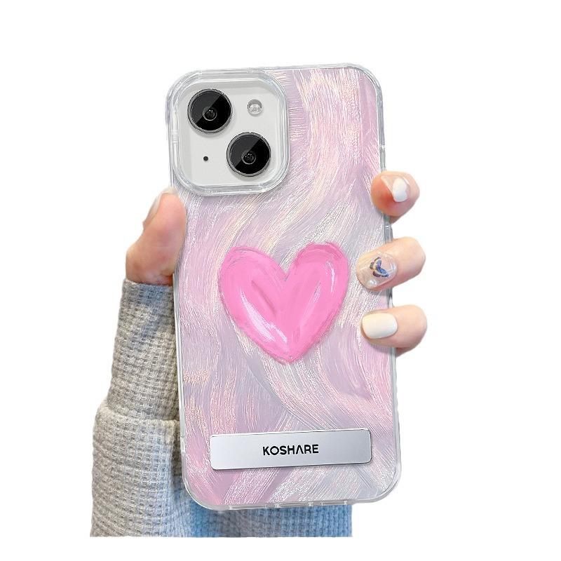 Applicable To Apple 15 Mobile Phone Case Summer Iphone14promax Oil Painting Love Stand 13 Feather Yarn 12 High-end 11