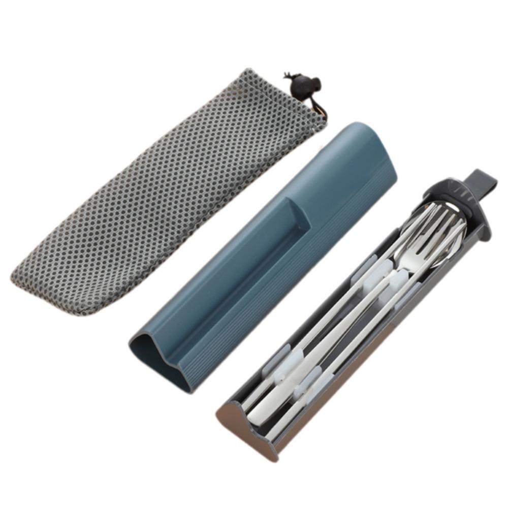 3Pcs/Set Pull-out Design 304 Stainless Steel Tableware Set Spoons Chopsticks Cutlery Set  Worker