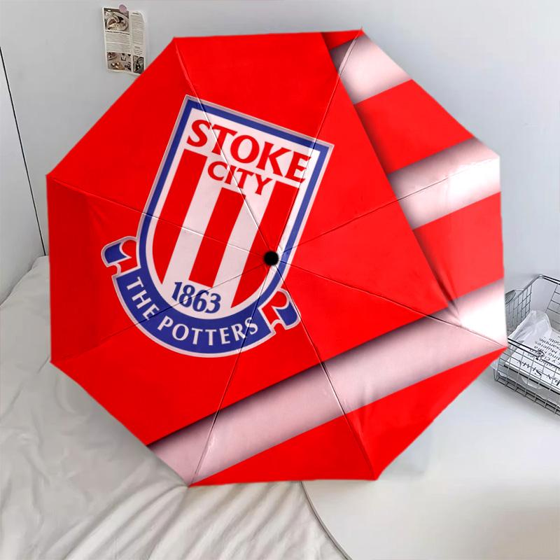 Wzór Stoke City FC, automatyczny składany parasol, przenośna i składana konstrukcja, 8 żeber, prezent na Boże Narodzenie lub urodziny.