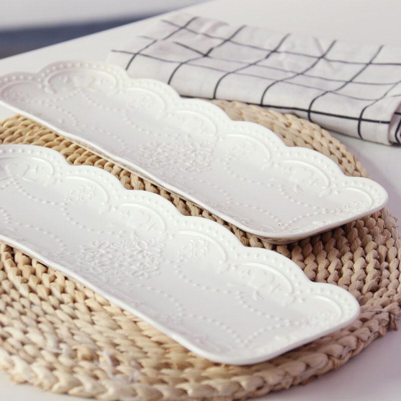 

Embossed Butterfly White Ceramic Dessert Tray