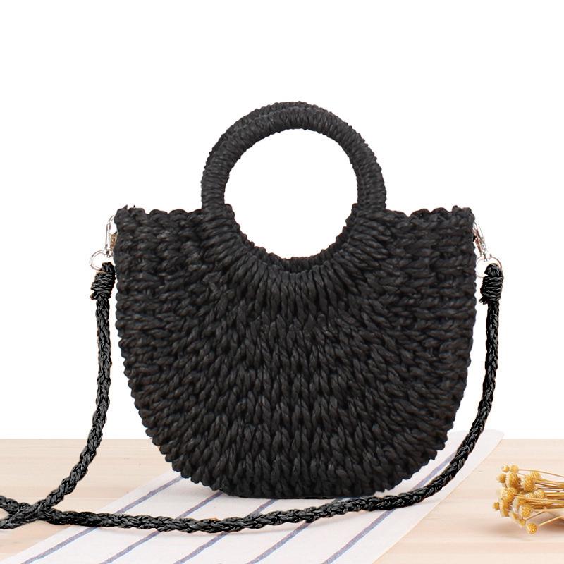 Women's Simple Style Semicircle Woven Beach Tote Crossbody Bag