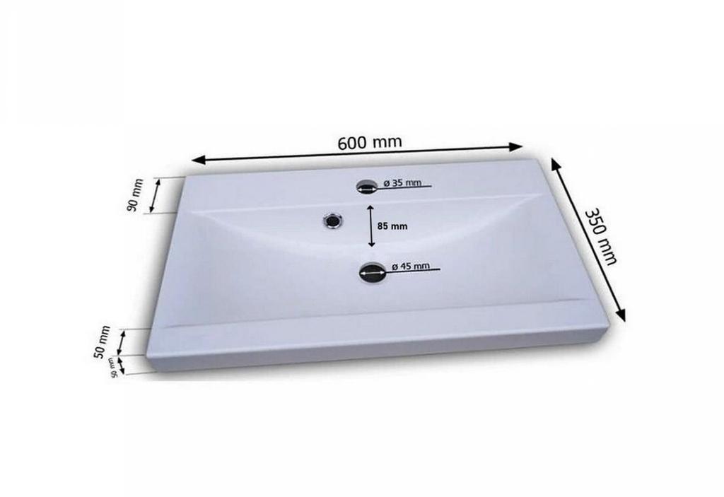 Wall-hung Bathroom Set with Washbasin, Pillars, Mirror, Mat, White Gloss