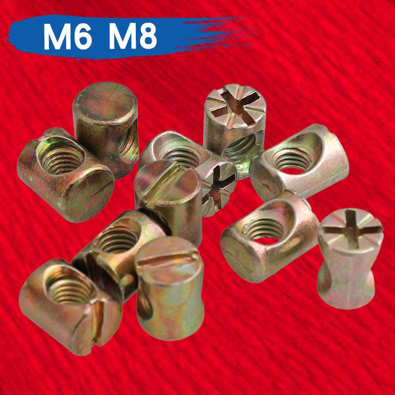 

Hammer Head & Cap Nut Connector M6/M8 - Two-in-One Cylindrical Furniture Nut Flat Iron M8*18*12 (10 pcs)