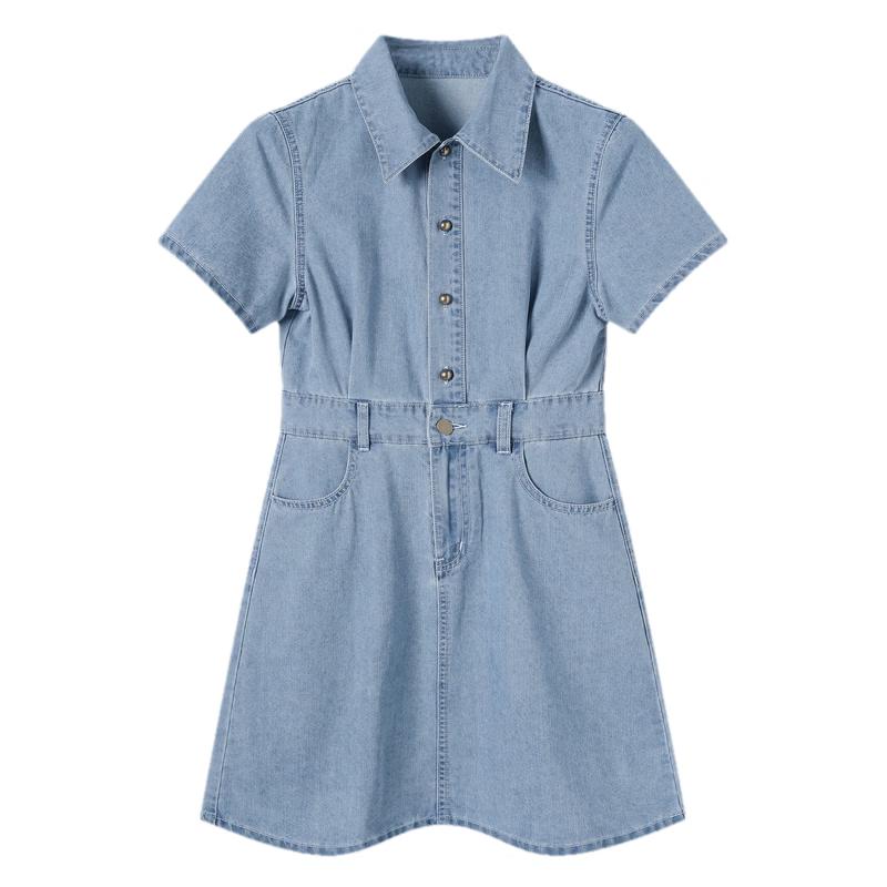 TonLion Women s Lapel Denim Dress L