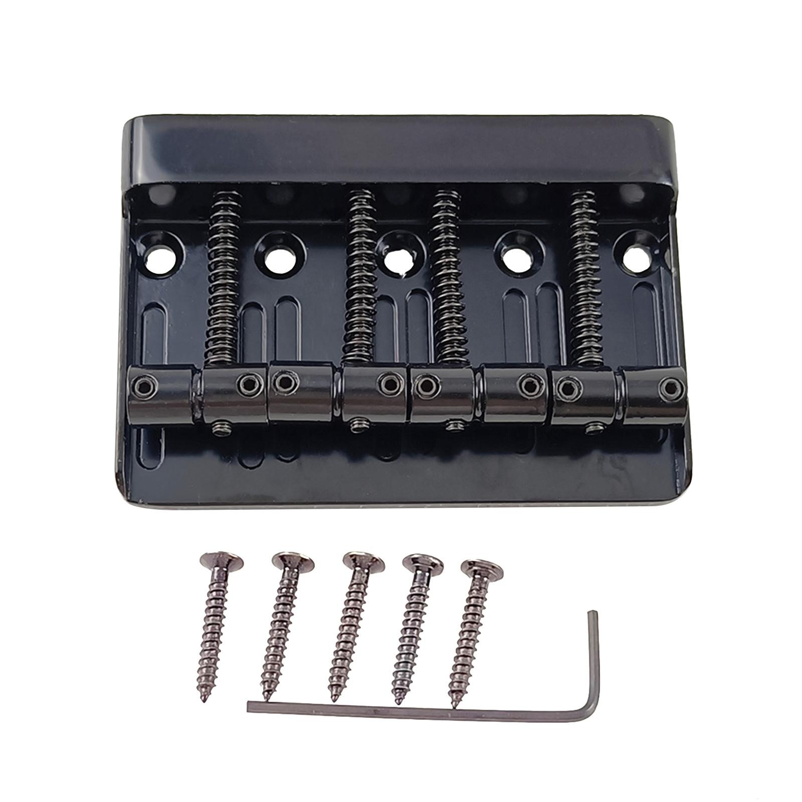 

4 String Bass Bridge Assembly, 4 String Vintage Style Bass Bridge for 4 Strings Electric Bass with 5 Screws and Wrench 1