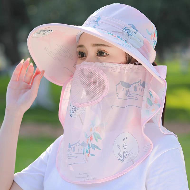 Sun Protection Wide Brim Hat For Women With Breathable Polyester Fabric And Floral Design For Summer Sunshade