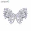 LUOTEEMI New Hot Selling Unique Statement Trendy Butterfly Clear Hairwear With CZ Crystal Brincos Bijoux for Women Party Wedding
